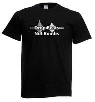 Mens Drop Beats Not Bombs Anti War DJ Music Quote Unisex Black T-Shirt L black