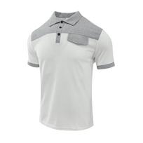 Men's Casual Waffle Top T-Shirt Color Blocked Collar Short Sleeved Top Outdoor Versatile Fashion Summer Outdoor Tees S