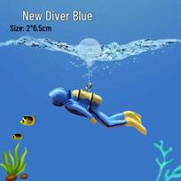 Diver Floating Ball Aquarium Ornament – Underwater World Fish Tank Decoration Brown Diver + Ball gray