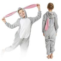 Vaikiškas pižama zuikutis onesie kigurumi šilta vaikams užsegama 122-128 white