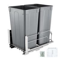 VEVOR Ištraukiamas šiukšliadėžės stalčius, 50 QT x2 Dvigubas montuojamas po stalviršiu virtuvės atliekų konteineris, tvirtas šiukšlių rūšiavimo kibiras su durelių komplektu ir švelnaus uždarymo bėgeliais 56 x 35.5 x 59 cm