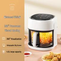 4L No-Flip Glass Air Fryer Multi-Function Touch Smart Electric white