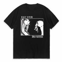 Eat Your Protein Attack on Titan Eren Yeager Print T-Shirt Man Women Summer Casual O-Neck Short L gray