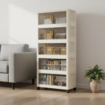 Daugiaaukštis organizatorius Didelės talpos Sulankstoma sandėliavimo spintelė Sukraunama spinta 1 Tier 39CM_Cream