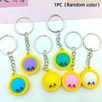 Cartoon Smiling Steamed Bun Key Chain Soft Eco-friendly PVC Pendant for School Bag Luggage Student Accessory A2 white