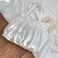 Lazy Style, Pleated Skirt, Lace Up Shoulder Bag, Large Capacity, Underarm Bag, Korean Style, Canvas Bag, New Bag white