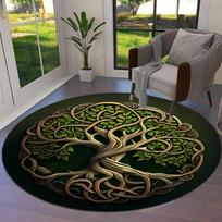 Gyvybės medžio Vikingų Yggdrasil Valknut apvalus kilimas svetainei, miegamajam, sofos dekorui, vaikų žaidimų zonai, neslystantis grindų kilimėlis Diameter 60cm