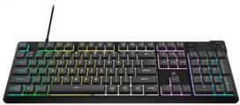 Žaidimų klaviatūra CORSAIR K55 CORE RGB USB 2.0 arba A tipo, laidinė, su guminiais kupoliniais klavišų jungikliais, 1000 Hz pranešimų dažnis, pilka