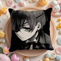 PIKPAKA Anime Manga Black Butler Cushion Cover Plush Fabric Soft DoubleSided Printed Sofa Warm Winter Home Gift Pillow Cover 30x30cm black