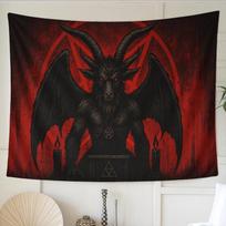 Tapestry Occult Demon Goat In Red 100X70CM black