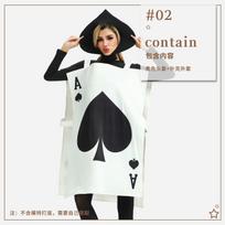 Halloween Adult Costume Alice in Wonderland Fairy Tales Poker Black Heart A Children's Costume Funny Costume Children's model ~ within 120-150cm white