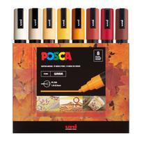Paint Warm Medium Reversible Tip Set POSCA® PC-5M Markers, 8-Pack, Tones, white