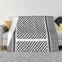 Juodas Arabų Keffiyeh Pliušinis Antklodė Palestina Palestiniečių Arabų Individualus Mėtomasis Antklodė Namams 125*100cm Lovatiesė 75cmx90cm black