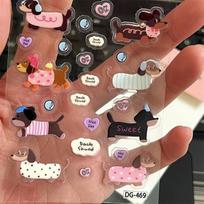 Mielas animacinis taksas 3D želė lipdukai Skaidri derva Gelis Lipnūs papuošimai „Pasidaryk pats“ telefono dėklams Planšetiniams kompiuteriams OneSize black