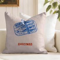 Sardines Art Cushion Cover Natural Linen Double Sided Print  Throw Pillow Case for Sofa Couch Home Decor 50cmx50cm(20x20Inch)