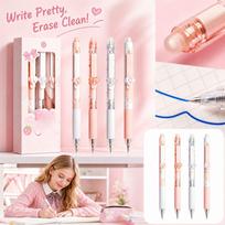 Retractable Quick-Drying Erasable Pens, Fine 0.5 mm Blue Ink, Soft, 4 Pack for School and One Size white