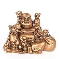Lucky Five Sons Laughing Buddha Big Belly Home Crafts Maitreya Ornament Home Decor Statue 13.5X11X9.5cm beige