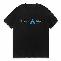 Arch Linux I Use Arch Btw T-Shirt Short Sleeve Tee Men Cotton Crewneck Humor Birthday Gift Tee M white