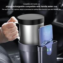 2 In1 Car Cup Holder Expander Adapter Modified Drink Holder For Snack Bottles Cups Phone Charging Organizer gray