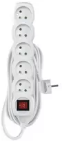 Emos Prailginimo laidas 5 m / 5 rozetės / su jungikliu / baltas / PVC / 1,5 mm2