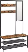 VASAGLE prieškambario kabykla su veidrodžiu, suoliuku ir 2 lentynomis, 35 × 98 × 180 cm 0194343034546