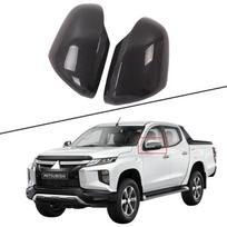 2019 L200/TRITON-ABS Carbon Fiber Pattern Rearview Mirror Decorative Cover Yes black