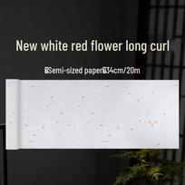 Antique Chinese Saffron Scroll: White Semi-Raw Landscape Painting & Calligraphy Paper Width: 34cm, Length: 20m black