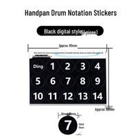 Handpan Drum Note Stickers for Beginners: Ethereal Steel Tongue Drum Fingering Guides black