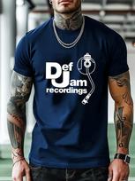 Casual Athletic Tshirt with DJ Def Jam Recordings Graphic XXXXL black