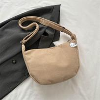 Corduroy cloth bag lazy style simple literary single shoulder crossbody casual simple flannel underarm bag black