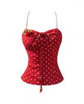 Red polka dot bow sling vest women's summer cross halter waist thin sweet girl style hot girl short top S brown