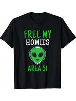 Free My Homies Area 51 Funny Alien T-Shirt S black