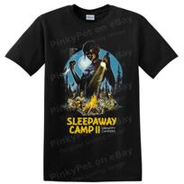 Sleepaway Camp Horror Movie T Shirt Killer Campfire Skeletons Slasher Art Tee S black
