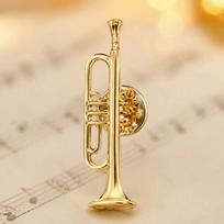 6pcs Gold Finish Musical Instrument Brooch Alloy Material Trumpet Brooch Pin  Backpack Ornament 6pcs beige