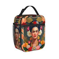 Fridas Mexican Artist Kahloo Insulated Lunch Bags Cooler Bag Reusable,Lunch Container  High Capacity Tote Lunch Box Food Handbag One Size black