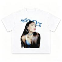 Ariana Grande Sweetener Blurry Graphic Tshirt Men Women Pop Music Singer Fan Casual Cotton Short Sleeve Streetwear Ins Yk Tees 4XL gray