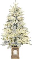 Dirbtinė kalėdinė eglutė, apsnigta, su 100 LED, žalia/balta, 120 cm