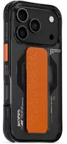 Skinarma Haxa dėklas, skirtas iPhone 17 Pro, su magnetiniu įkrovimu ir laikikliu-stovu, grafito spalvos