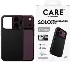 Dėklas Panzer Glass Case CARE by PanzerGlass Solo Vegan Leather MagSafe for iPhone 18 Pro / iPhone 17 Pro juodas