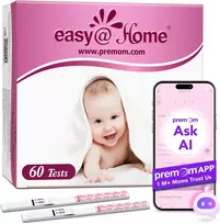Easy@Home ankstyvojo nėštumo HCG testų juostelės, 60 vnt., 10 mIU/mL, EZW1-S-60