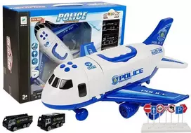 Lean Toys Sulankstomas policijos lėktuvas su automobiliais 1:64 su šviesomis ir garsu