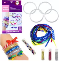 Lean Toys Rinkinys Kreatywny Do Robienia Bransoletek DIY Brokat Wstążki