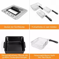 Promotion Gruzdintuvė su 3 kepimo krepšeliais, 5 l, 1700 W, nerūdijantis plienas, sidabrinė, juoda
