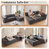 Promotion Modulinė kampinė sofa 4 asmenims su šezlongu, pilka, velveto audinys, 275 x 177 x 58 cm