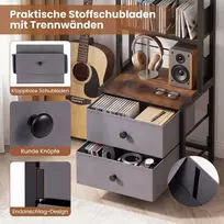 Promotion 5 aukštų CD laikymo lentyna su stalčiais ir reguliuojamais knygų laikikliais, ruda