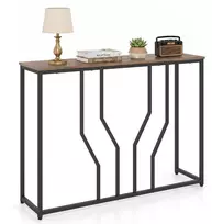 Promotion Siauras konsolinis staliukas, metalo rėmas, rusvai rudas ir juodas, 110 x 30 x 80 cm