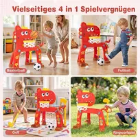 Promotion Vaikų veiklos centras su krepšinio lanku ir futbolo vartais, raudonas, 56 x 39 x 62-70 cm
