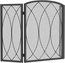 Aosom Sulankstoma 3 dalių židinio apsauginė tvorelė, metalinė, juoda, 122 x 2 x 75 cm