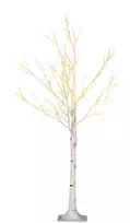 Aosom Dirbtinis LED medis su šiltai balta šviesa, baltas, 17 x 17 x 120 cm
