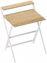 Aosom Sulankstomas kompiuterio stalas su monitoriaus lentyna, 70 cm, medžio atspalvio ir baltas